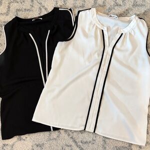 Calvin Klein Medium Sleeveless Black and White Tops
